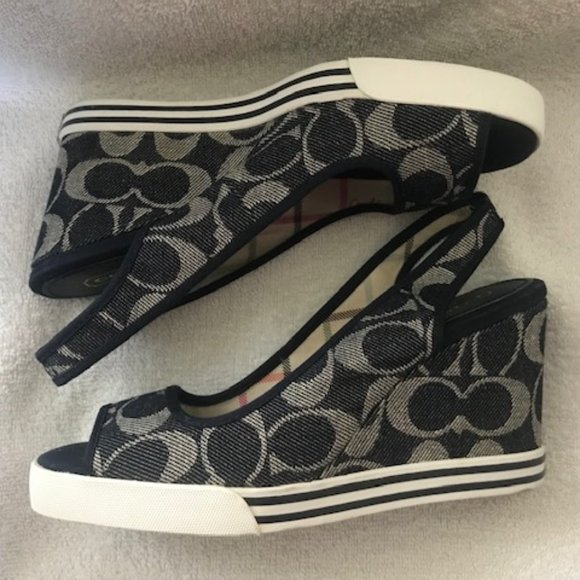 Coach Sydney Denim Wedge Sandals Shoes Women's 7.5 NIB - Picture 4 of 5